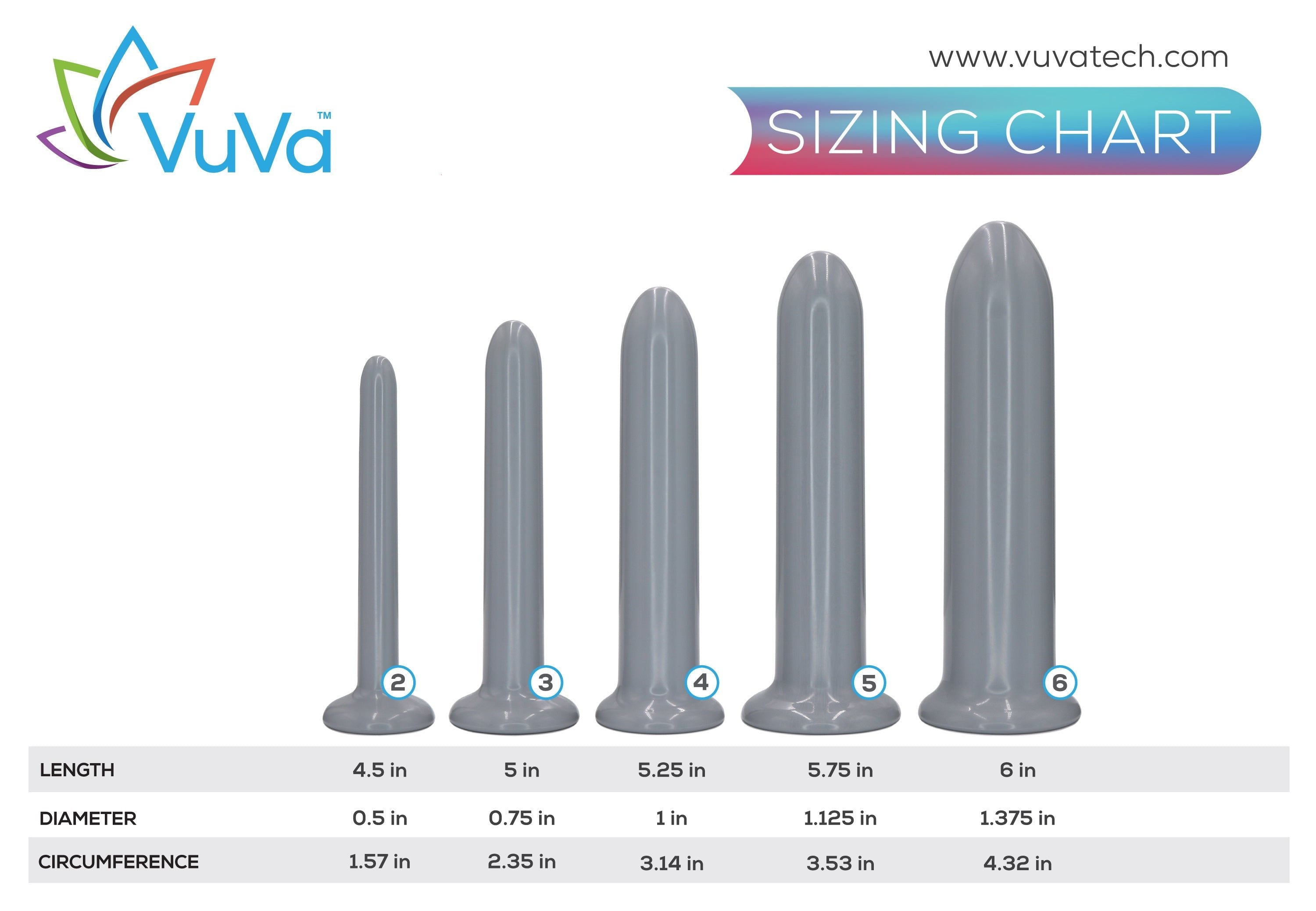 Unisex Smooth Rectal Set - Set of Five  Vuvatech   